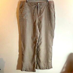 INTERNATIONAL CONCEPTS Sz 14 Pants 100% Linen Zipper Drawstring Diamanté Button
